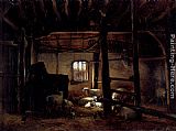 Eugene Verboeckhoven Canvas Paintings - In The Stable